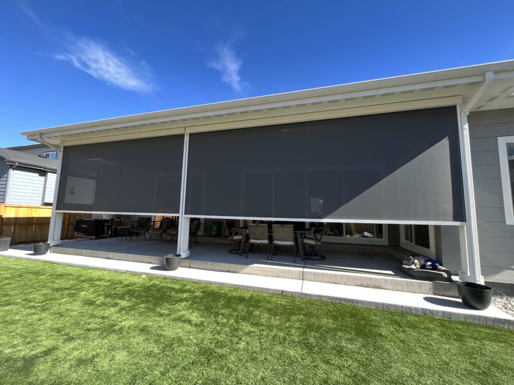 Automatic patio screens for privacy when you want it that retract when you want to open them